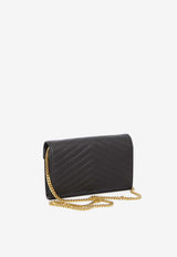 Saint Laurent Cassandre Matelassé Leather Chain Clutch Black 377828-BOW01-1000