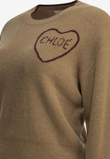 Chloé Heart Logo Knitted Wool Sweater Brown CH26AMP41710218_3568aeec-4a4c-4232-99f3-5749d0cf3f19
