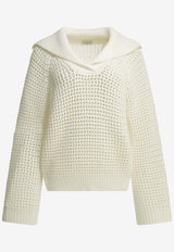 Brunello Cucinelli Openwork V-neck Sweater White M89302602C2723_X_66124744-6521-4e16-be10-9e6b795df34e