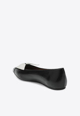 Ferragamo Bow Nappa Leather Ballet Flats Black 07933881CLE/S_FERRA-NM