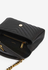 Saint Laurent Medium College Quilted Leather Shoulder Bag Black 600279-BRM07-1000