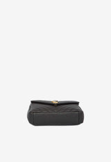 Saint Laurent Medium College Quilted Leather Shoulder Bag Black 600279-BRM07-1000