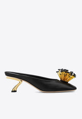 Ferragamo Safi 50 Flower Applique Satin Mules Black 07930111CSI/S_FERRA-NR