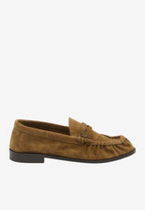 Saint Laurent Le Loafer Suede Penny Loafers Cognac 816812-2W5AC-9808