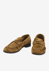 Saint Laurent Le Loafer Suede Penny Loafers Cognac 816812-2W5AC-9808