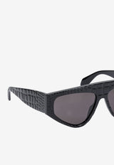 Alaïa Croc-Embossed Mask Aviator Sunglasses Gray AA0097S001_498bc47f-7599-47dd-b63f-4f7e91ba2aaa