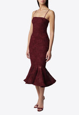 ROTATE Strapless Floral Jacquard Midi Dress Burgundy 116275741BCR1787/T_ROTAT-741