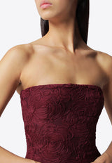 ROTATE Strapless Floral Jacquard Midi Dress Burgundy 116275741BCR1787/T_ROTAT-741