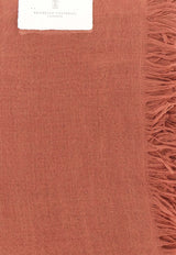 Brunello Cucinelli Fringed Cashmere-Silk Scarf Orange MSC924059C8604_ORANGEFLAME_60015633