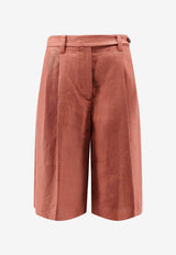 Brunello Cucinelli Knee-Length Linen Shorts Orange MH527P9183C8604_ORANGEFLAME_60024701