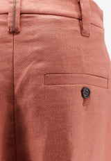 Brunello Cucinelli Knee-Length Linen Shorts Orange MH527P9183C8604_ORANGEFLAME_60024701