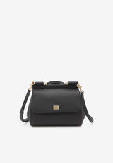 Dolce & Gabbana Large Sicily Handbag in Dauphine Leather Black BB6002-B1001-80999