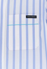 Dolce & Gabbana Stripe Silk Pajama Shirt Light Blue F5U31TFR52WS8051_OneColor_40005367