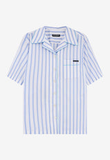 Dolce & Gabbana Stripe Silk Pajama Shirt Light Blue F5U31TFR52WS8051_OneColor_40005367