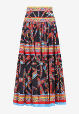 Carretto Print Poplin Maxi Skirt