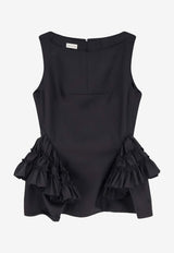 Dries Van Noten Casey Ruffled-Hem Top Black 2610107073305900_BLACK_54420994