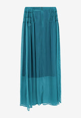 Dries Van Noten Scarlett Silk Sheer Midi Skirt Petrol 2610108473040508_OneColor_54420962