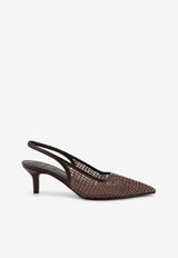 Brunello Cucinelli 60 Decolletè Lurex Mesh Slingback Pumps Brown MZSFC3215C8279_TESTAMORO_58257013