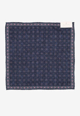 Brunello Cucinelli Geometric Print Silk Pocket Square Navy MX8670091CPB69_NAVYCILIEGIA_58257024