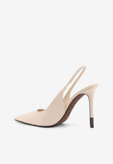 Brunello Cucinelli 100 Pointed Leather Slingback Pumps Beige MZSKC2828C8905_Ivory_58257030