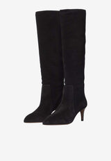 Paris Texas Stiletto 60 Suede Knee-High Boots Black PX504-XV003-BLACK