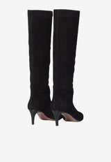Paris Texas Stiletto 60 Suede Knee-High Boots Black PX504-XV003-BLACK
