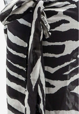 The Attico Zebra Print Fringed Pareo Monochrome 260WCR00140CCC134PR020_Whiteblack_54017498