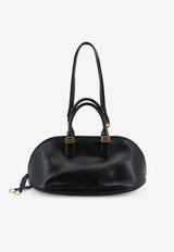Balenciaga Medium Bolero Calf Leather Bowling Bag Black 8680742ACJS1000_BLACKPLUM_48028977