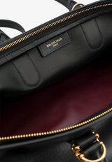 Balenciaga Medium Bolero Calf Leather Bowling Bag Black 8680742ACJS1000_BLACKPLUM_48028977