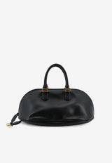 Balenciaga Medium Bolero Calf Leather Bowling Bag Black 8680742ACJS1000_BLACKPLUM_48028977