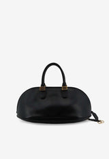 Balenciaga Medium Bolero Calf Leather Bowling Bag Black 8680742ACJS1000_BLACKPLUM_48028977