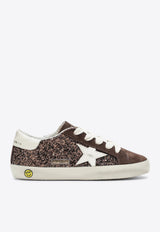Golden Goose DB Kids Girls Super-Star Suede and Glitter Sneakers Brown GYF00101F008660/T_GOLDE-55655