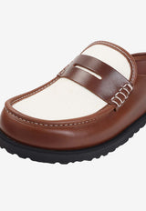 Naples Canvas and Leather Flat Mules