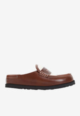 Naples Canvas and Leather Flat Mules
