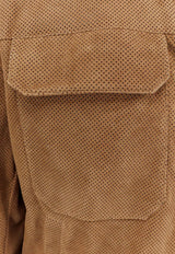 Hugo Boss Merfo Perforated Suede Jacket Brown 50558900264_Mediumbeige_44130310
