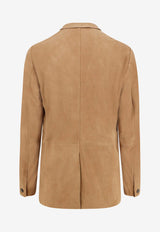 Hugo Boss Mazer Single-Breasted Suede Blazer Brown 50558915264_Mediumbeige_44130320