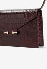 Mini Clutch Bag in Croc-Embossed Leather