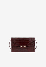 Mini Clutch Bag in Croc-Embossed Leather
