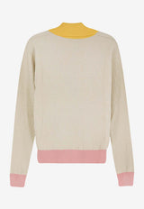 Fendi FF Jacquard V-neck Sweater Ecru FZXE95AW4SF0WC4_ECRU'_42821619