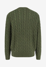 Polo Ralph Lauren Cable Knit Logo Sweater Green 710775885542_GARDEN TRAIL HEATHER_70154104