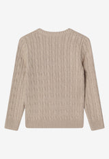 Polo Ralph Lauren Kids Boys Cable Knit Logo Sweater Beige 323702674513CO/T_POLOR-TH