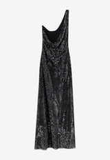 Self-Portrait One-Shoulder Embellished Maxi Dress Black PF26041XBBLACK_BLACK_70014203
