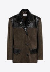 Miu Miu Suede Leather Jacket Brown MPW013OOO19MN/S_MIU-F0017