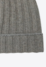 Brunello Cucinelli Ribbed Cashmere Beanie Gray M2240900WS/T_CUCIN-CFF57
