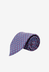 Ferragamo Gancini Print Silk Tie Blue 351453794708BLUSCUROROSSO_Bluscurorosso_67481133