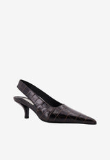 Toteme 60 Croc-Embossed Leather Slingback Pumps Dark Brown 252WAS0205LE0076034_DARK BROWN_69281631