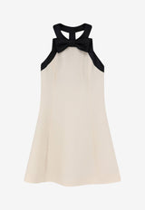 Valentino Crepe Couture Mini Dress with Bow Vanilla 9B3VAKH41CF9Z7_VANIGLIANERO_70014041