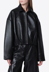 ROTATE Boxy Leather Jacket Black 116544100BCR1585/T_ROTAT-100