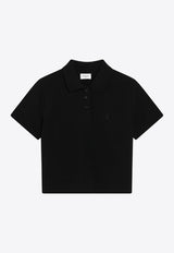 Saint Laurent Cassandre Cropped Polo T-shirt Black A003I4Y38EK/T_YSL-1000