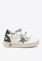 Golden Goose DB Kids Girls Ball Star Leather Sneakers with Glittered Star and Heel Brown GTF00501F008649/T_GOLDE-12509